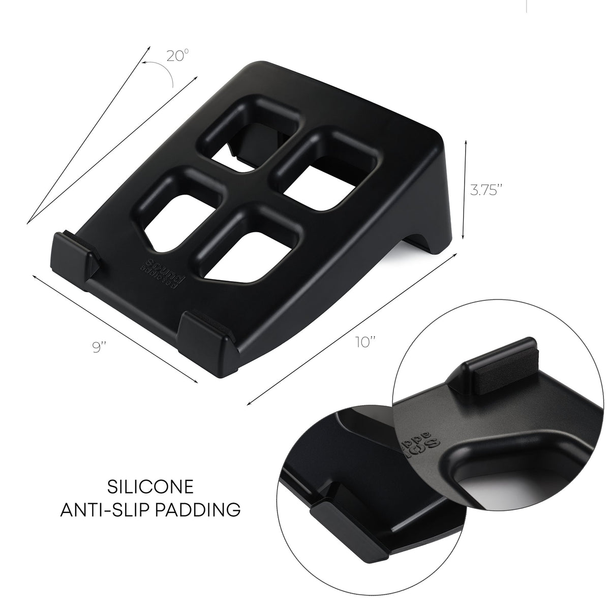Akai MPC Sample stand dimensions 9 x 10 x 3.75 inches, 20° angle, silicone anti-slip padding