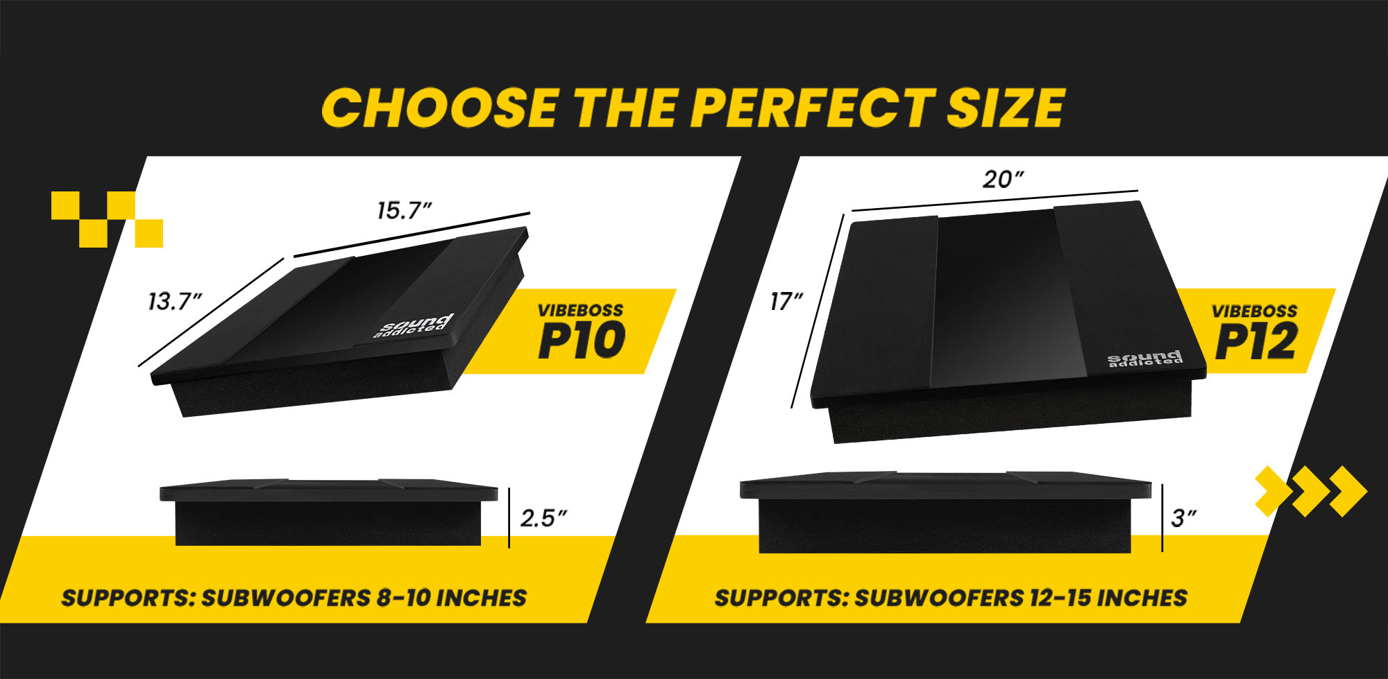 VibeBoss p10, p12 - dimensions