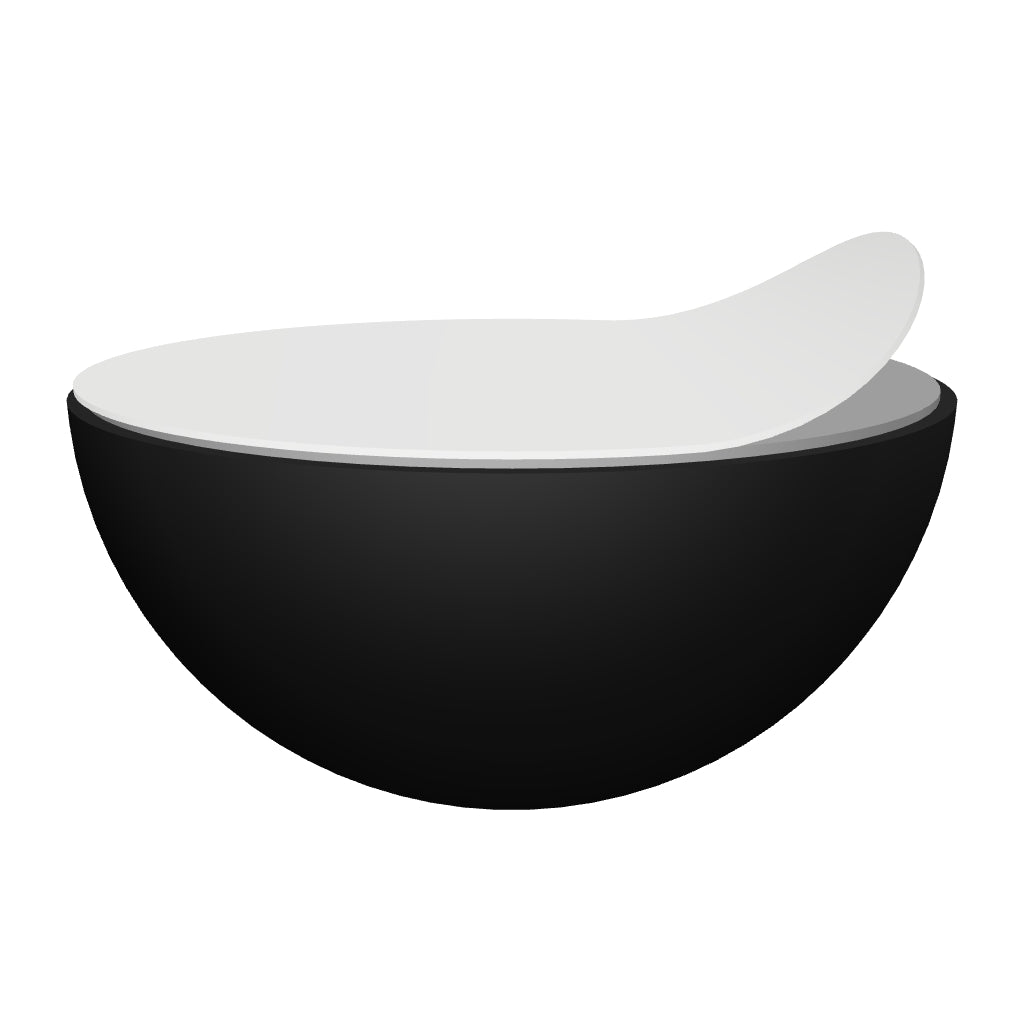 3D model of one Subble 1.2 inch silicone isolation foot with the engraved Sound Addicted logo and pre-applied adhesive, protective liner partly peeled