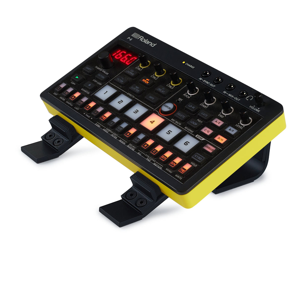 Roland AIRA Compact T-8 placed on the Sound Addicted 25 degree stand