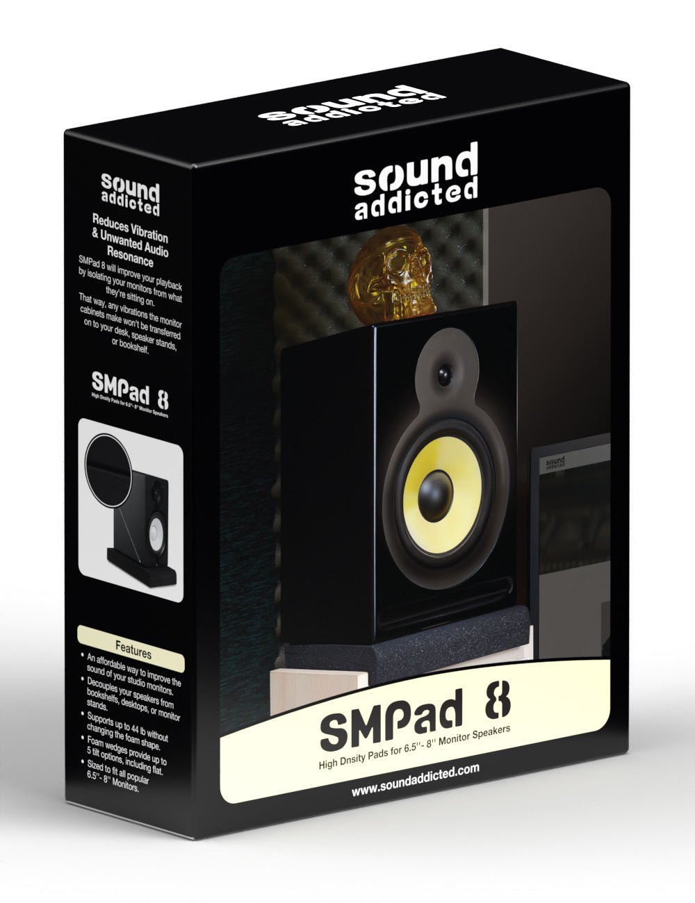 Studio Monitor Isolation Pads for 6.5'',  7'' and 8'' Inch Large Speakers / High Density Acoustic Foam Pair / SMPad 8